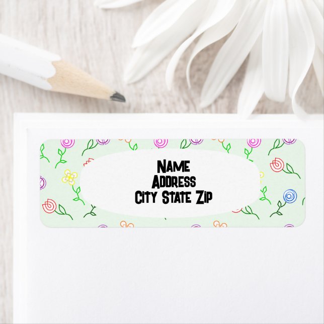 Geometric Flowers  Return Address Label (Insitu)