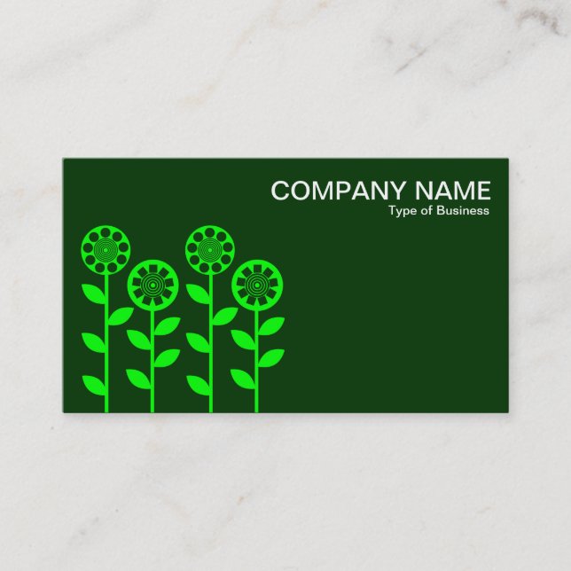 Geometric Flowers - Shades of Green Business Card (Front)
