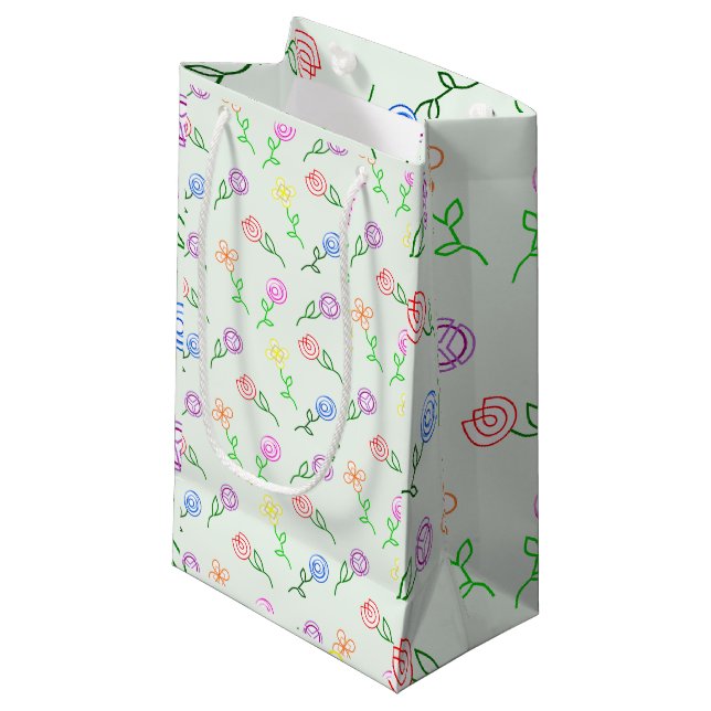 Geometric Flowers  Small Gift Bag (Front Angled)