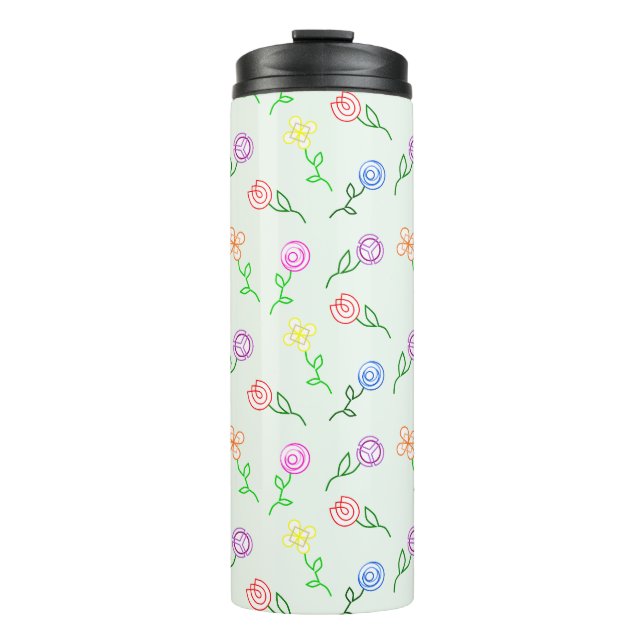 Geometric Flowers  Thermal Tumbler (Front)