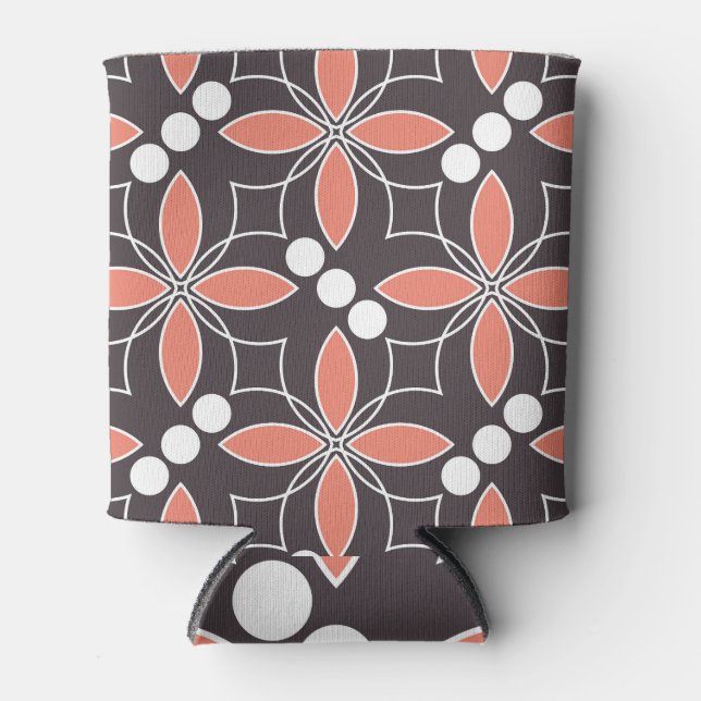 Geometric flowers, vintage artistic pattern. can cooler (Front)