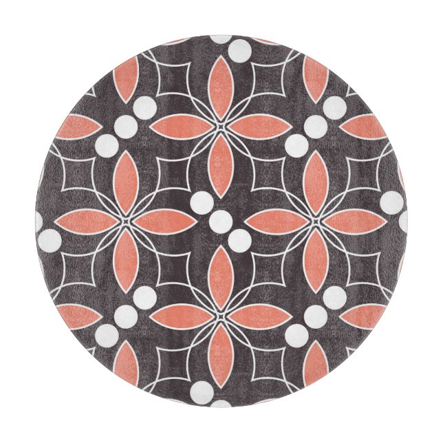 Geometric flowers, vintage artistic pattern. cutting board (Front)