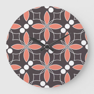 Geometric flowers, vintage artistic pattern. large clock