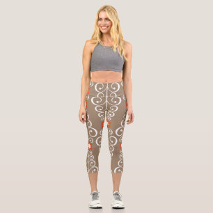 Geometric Flowers: Vintage Seamless Design Capri Leggings