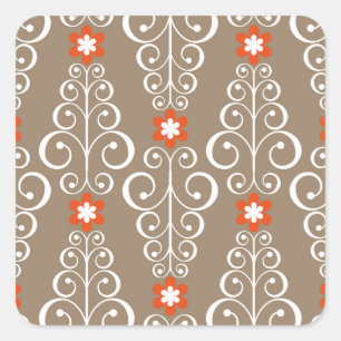 Geometric Flowers: Vintage Seamless Design Square Sticker