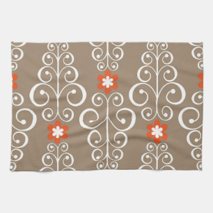 Geometric Flowers: Vintage Seamless Design Tea Towel