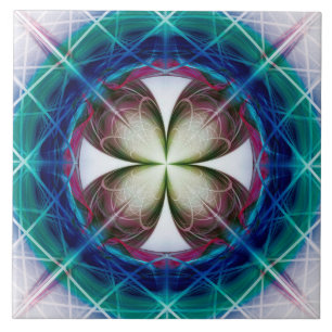 Geometric flowery pattern ceramic tile