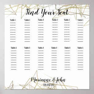 Geometric Foil Abstract Wedding Seating Chart