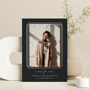 Geometric Foil Frame Photo Graduation Announcement