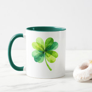 Geometric Four Leaf Clover St. Patrick's Day Mug