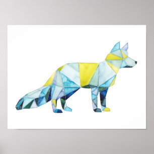 Geometric Fox Animal Poster