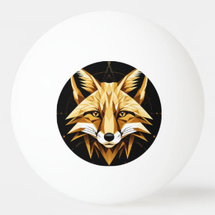 Geometric Fox Illustration With Golden Tones Ping Pong Ball