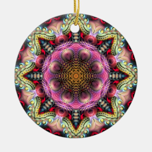 Geometric Fractal Mandala Star  Ornament (Front)
