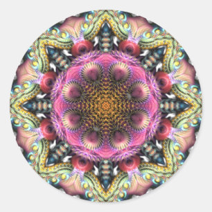 Geometric Fractal Mandala Star Sticker