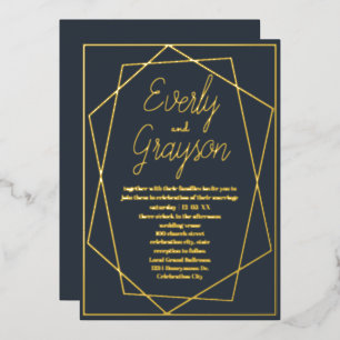 Geometric Frame Blue Opulence & Gold Wedding