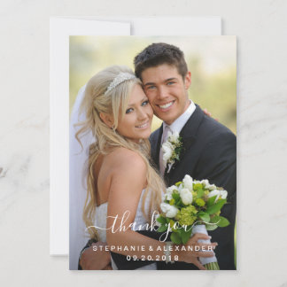 Geometric Frame Burgundy Navy Flowers Wedding Thank You Card