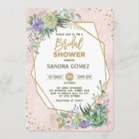 Geometric Frame Fiesta Bridal Shower Cactus Invite