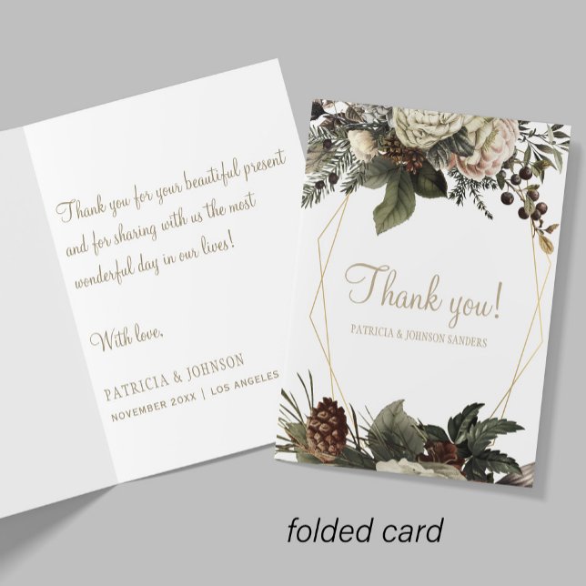 Geometric frame floral winter wedding thank you (Creator Uploaded)