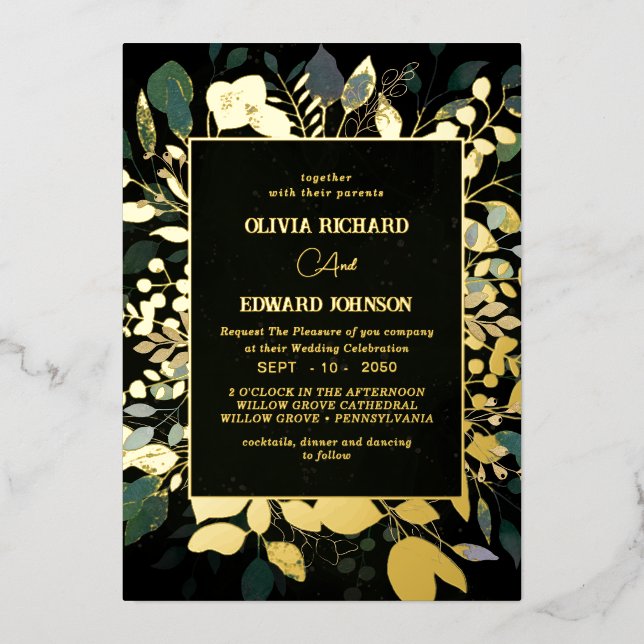 Geometric frame green and gold foliage gold (Front)