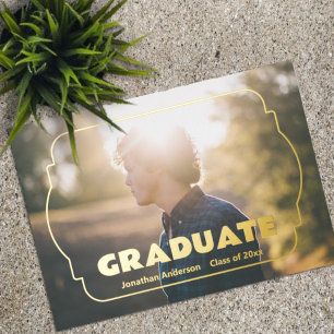 Geometric Frame Photo Graduation Announcement