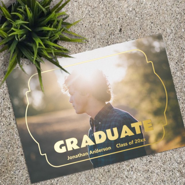 Geometric Frame Photo Graduation Announcement (Creator Uploaded)