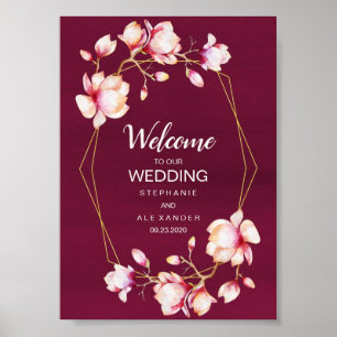 Geometric Frame Pink Magnolia Poster