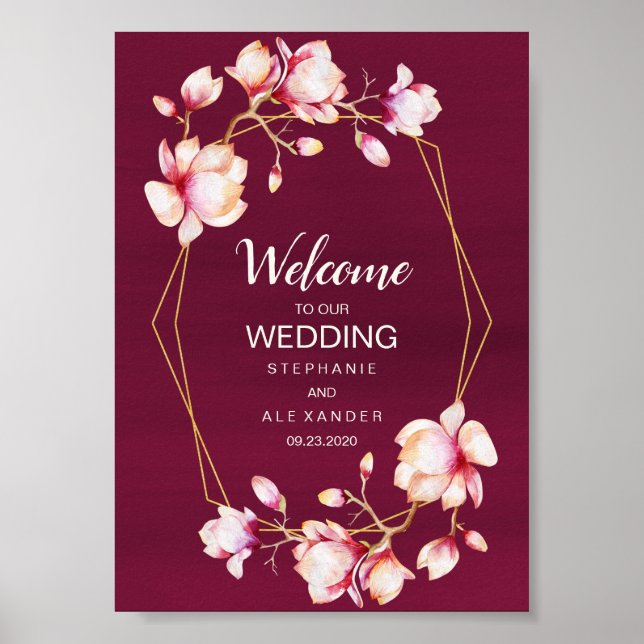 Geometric Frame Pink Magnolia Poster (Front)