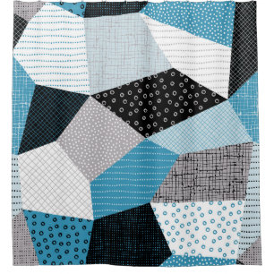 Geometric Freehand Drawing Patchwork Tiles Shower Curtain