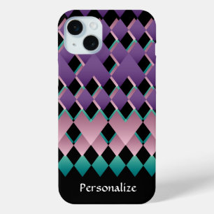 Geometric Fun Pink and Purple Colours iPhone 15 Mini Case