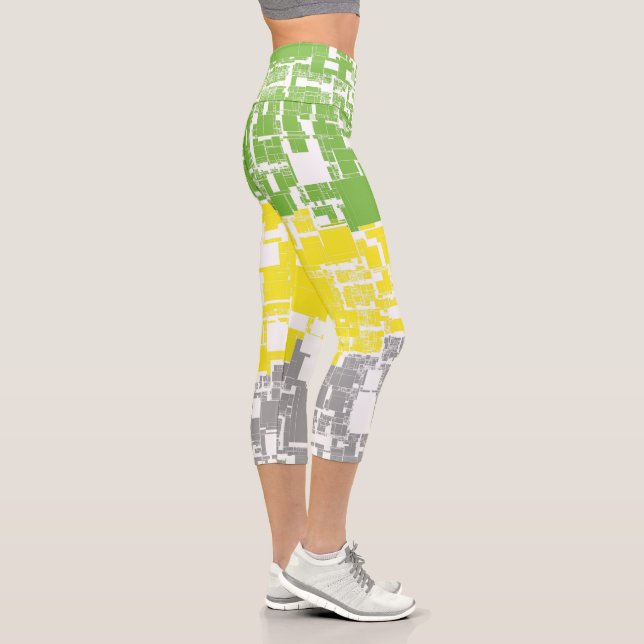 Geometric Funky Abstract Lithromantic Pride Flag Capri Leggings (Right)
