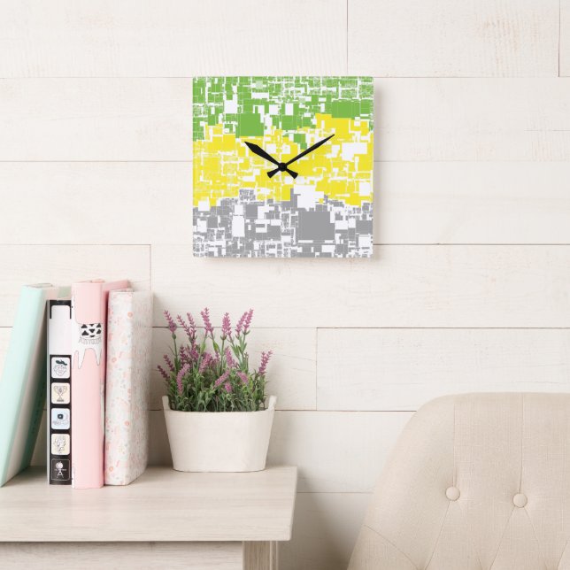 Geometric Funky Abstract Lithromantic Pride Flag Square Wall Clock (Reading Room)
