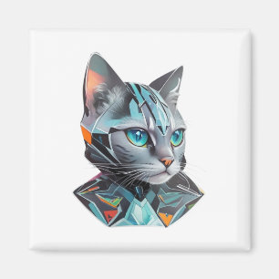 Geometric Futuristic Cat Design Magnet