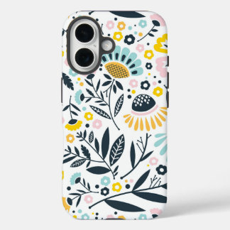 Geometric Garden Floral Pastel Pattern iPhone 16 Case