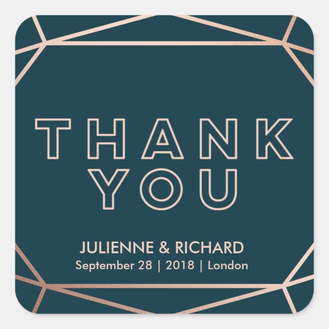 Geometric Gemstone Wedding Thank You  Stickers (Front)