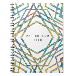 Geometric Glam Colours & Gold Custom Chic Notebook
