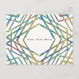 Geometric Glam Colours & Gold Custom Chic Party Announcement Postcard
