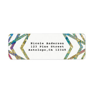 Geometric Glam Colours & Gold Party Invitation Return Address Label