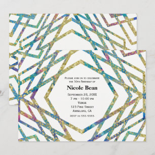 Geometric Glam Colours & Gold Party Invitations