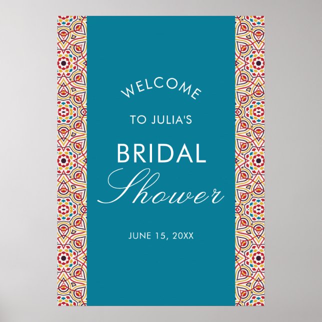 Geometric Glittering Metallic Luxury Bridal Shower Poster (Front)