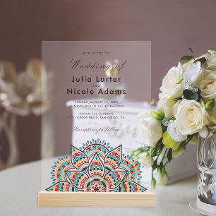 Geometric Glittering Metallic Luxury Wedding Acrylic Invitations