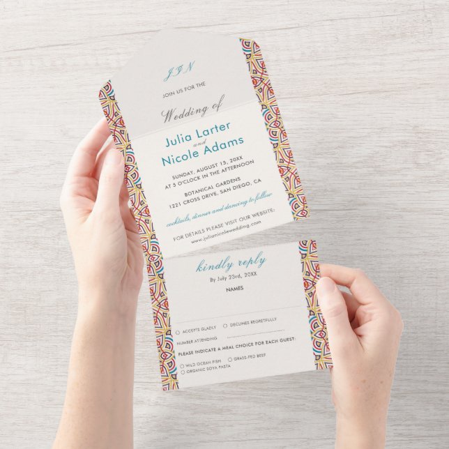 Geometric Glittering Metallic Luxury Wedding All In One Invitation (Tearaway)