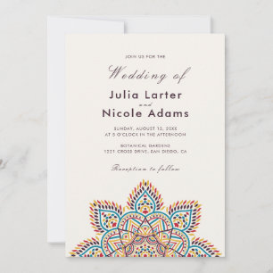 Geometric Glittering Metallic Luxury Wedding Invitation