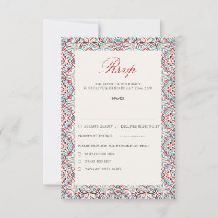 Geometric Glittering Metallic Luxury Wedding RSVP Card