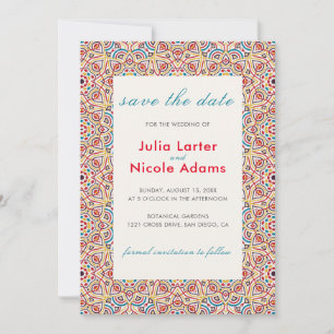 Geometric Glittering Metallic Luxury Wedding Save The Date
