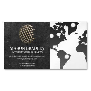 Geometric Globe   Map of the World Magnetic Business Card