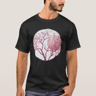 Geometric Globe with cherry blossom tree of life S T-Shirt