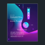 Geometric Glow Graduation Party Flyer<br><div class="desc">Modern graduation party invitation with accents of blue and purple customisable to your specifics. Envelopes are not included. For thicker invitations with envelopes included and matching products on the same theme please see the collection below.</div>