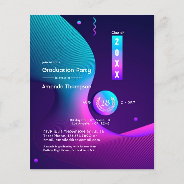Geometric Glow Graduation Party Flyer (Front)