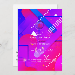 Geometric Glow Virtual Graduation Party Invitation