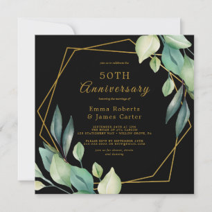 Geometric Gold 50th Anniversary  Invitation